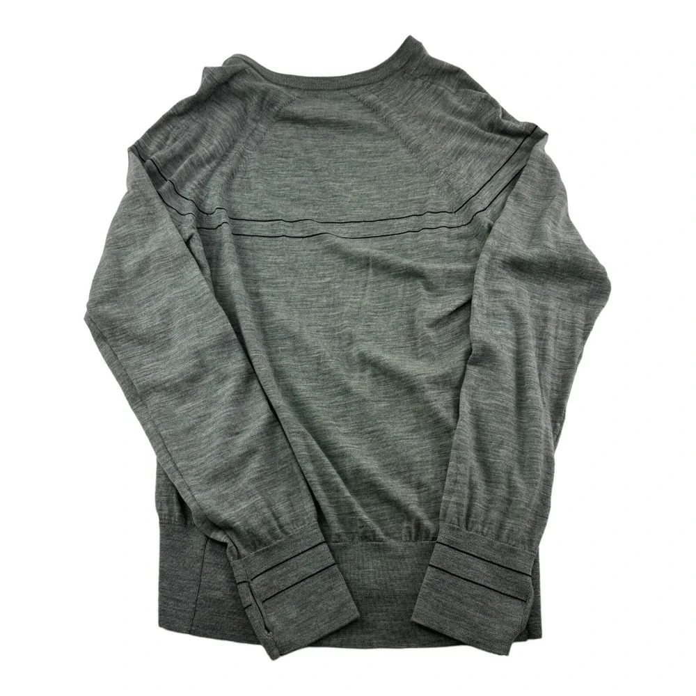 Icebreaker‎ Gray w/ Blue Stripe Long Sleeve Merino Wool Crewneck Sweater Size M